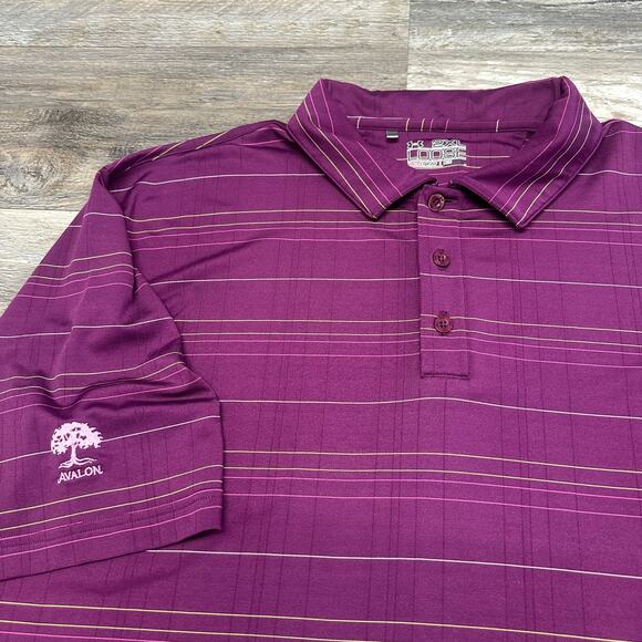 Under Armour Heatgear Avalon Striped Mens 2XL Loose Performance Golf Polo Shirt - Picture 1 of 10